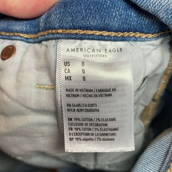 American Eagle Super Stretch highly distressed jean shorts, medium blue denim, 0 - Picture 5 of 5